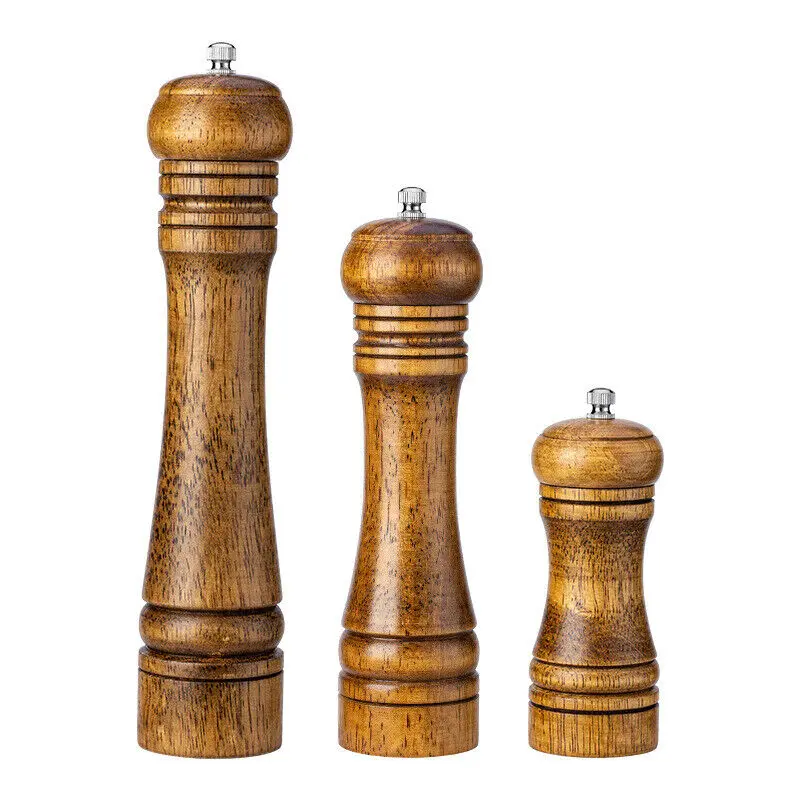 Wooden Kitchen Tools Cooking Pepper Grinder Hand Movement Wood Pepper Mill