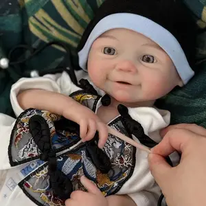 Otarddolls 18 Inch Vivienne Full Body Solid Silicone Girl Doll With Painted Bald 3D Painted Skin Handmade Waterproof Flexible Newborn Doll Toys