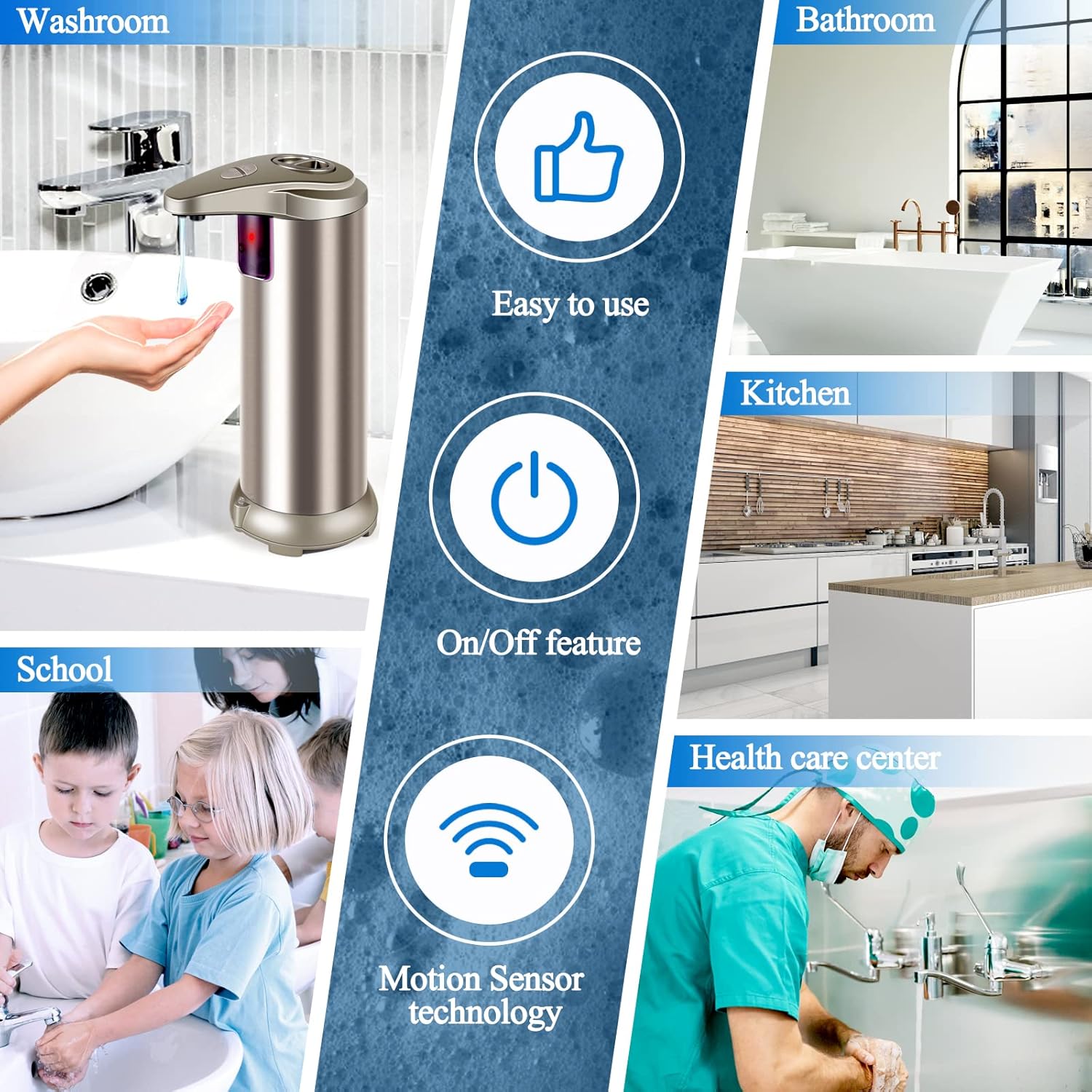 Automatic Soap Dispenser, Fits Most Soaps, 3 Adjustable Dispensing Levels, Precise Sensing, Easy to Use & Refill, Touchless Soap Dispenser for Kitchen