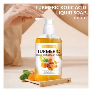 250gTurmeric and Kojic Acid Liquid Soap – Gentle Skin Cleanser with Plant-Based Formula, Suitable for Oily and Sensitive Skin, Ideal for Daily Use. Deep Cleansing, Refreshing, Non-Tightening, Unisex. turmeric bar