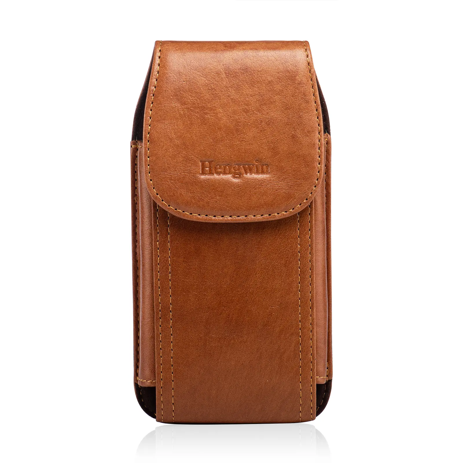 Hengwin Leather Phone Holster for Men with Belt Loop and Belt Clip, Vertical Cellphone Holder Case Fits Samsung Galaxy S25 S24 S23 S22 S21 Ultra S25+ S24+ S23+ and iPhone 16 15 14 13 12 11 Pro Max, Secure Waist Pouch for Hands-Free Daily Use