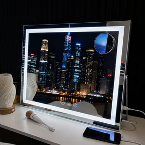 INMTFEI LED Vanity Mirror with 3 Light Modes & Dimmable & 5X Magnifier, 58×46cm Hollywood Makeup Mirror, White hollywood vanity mirror