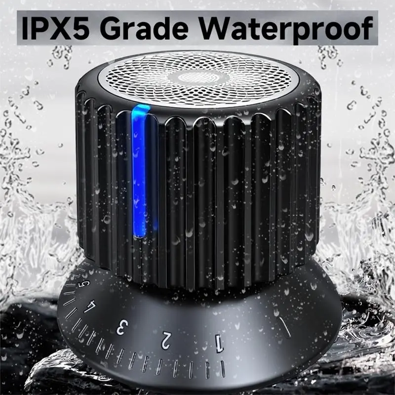 Magnetic Suction Shower Knob Speaker - Mini Portable Bluetooth Speaker for Bathroom - Waterproof RGB Lights + Deep Bass