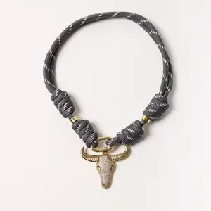 POP UPS X HANNAH B BOAT ROPE GREY NECKLACE WITH HORNS