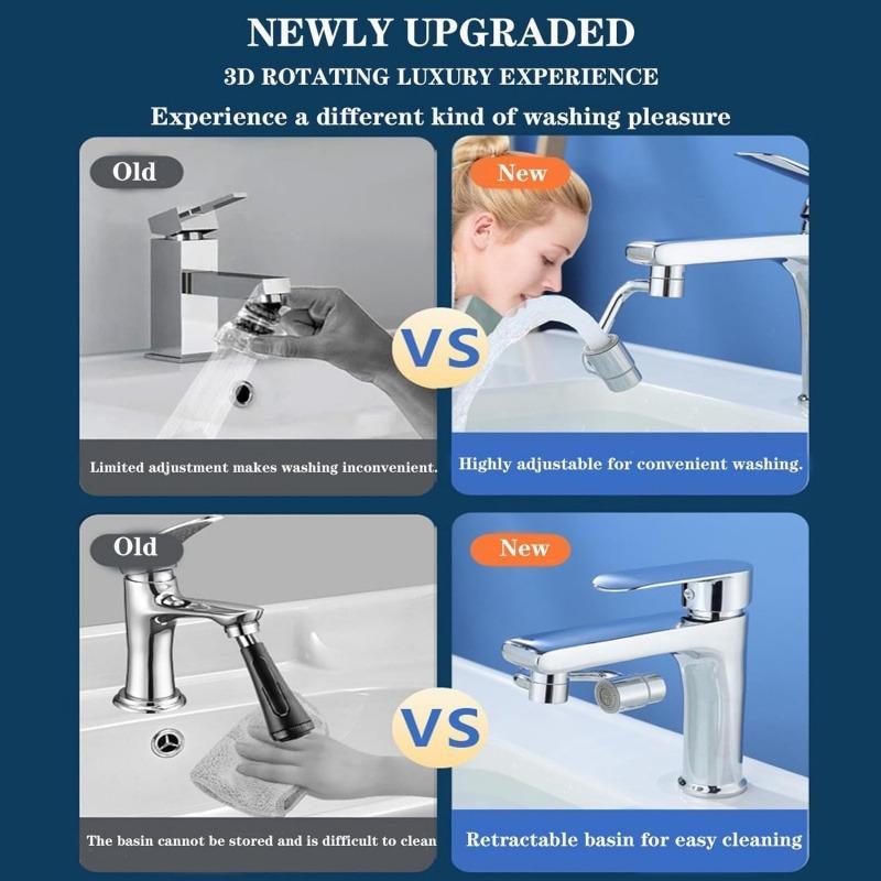 2026 Upgraded Universal Sink Faucet 1080° Rotating Faucet Extender with Upward Facial Mist, U Shaped Faucet Extender, 360° Faucet Aerator for Bathroom Kitchen, 4 Water Modes Adjustable (1)