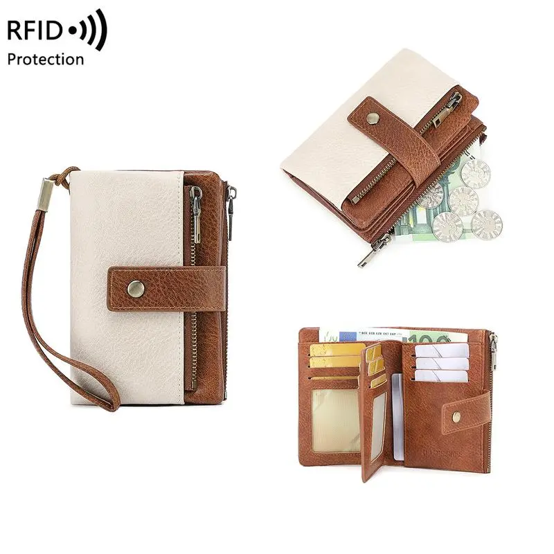 Women's RFID Blocking Wristlet Design Lightweight Zipper Wallet, Vintage Style Multi-Card Holder for Business and Travel Use, Fashionable Versatile Purse, Vintage Chic Purse
