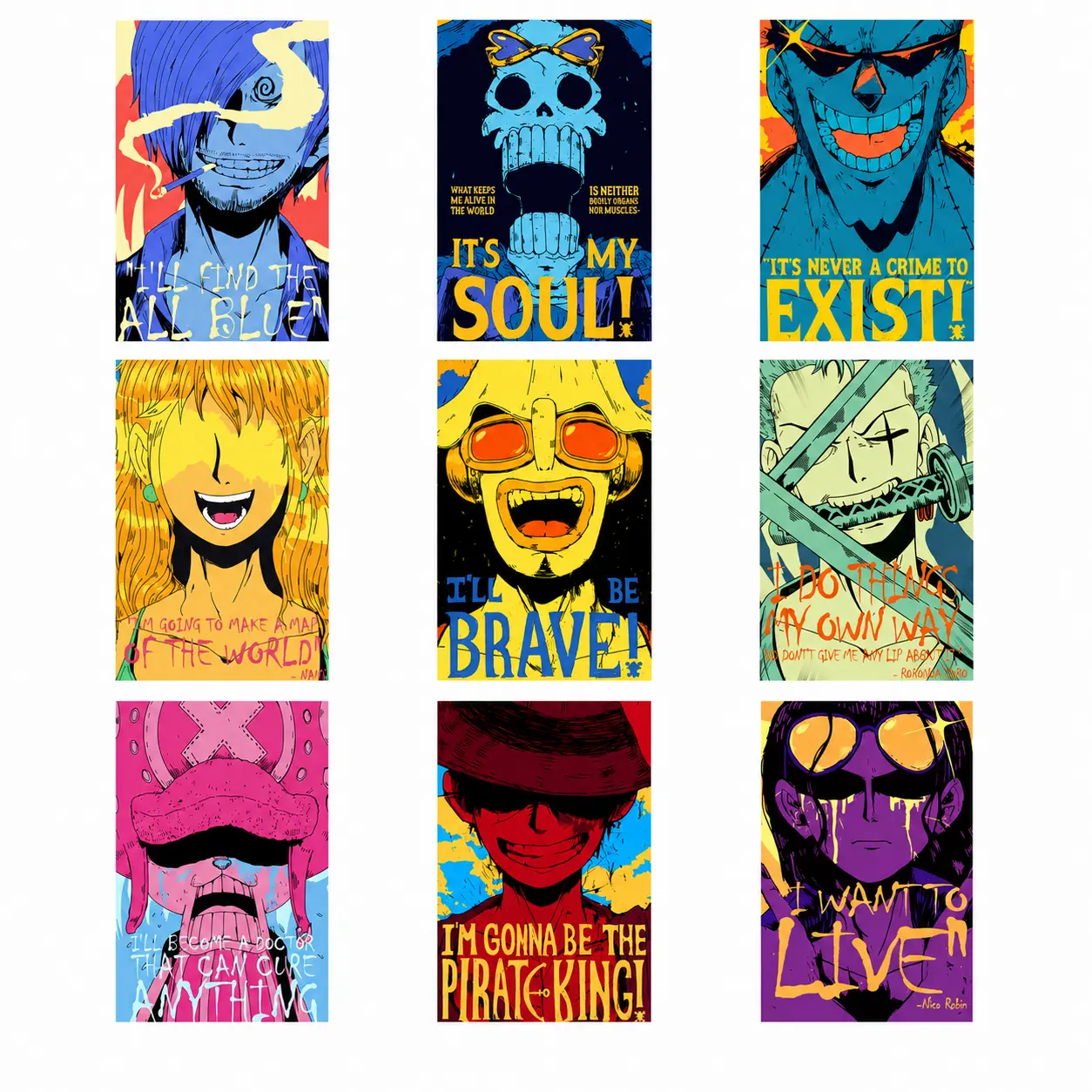 Anime Pop Art Canvas Wall Art Set of 10, Colorful Manga Style Prints for Bedroom, Gaming Room, Dorm Decor, Gallery Wall Collection