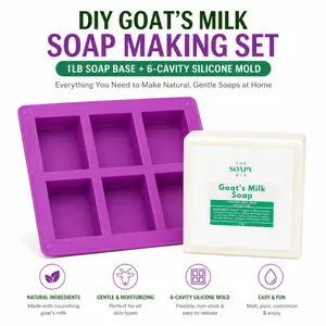 DIY Goat’s Milk Soap Making Kit | Melt & Pour Soap Base + Silicone Mold | Beginner Friendly Handmade Soap Set– Makes 4–6 Bars Perfect for Beginners & All Ages