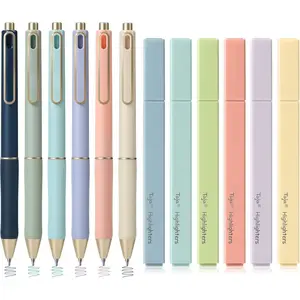 12 Pack Aesthetic Highlighters and Gel Pens Set, 6 No-Bleed Pastel Highlighters and 6 multicolor Ink Pens for  Study, Journaling, School and Office Supplies