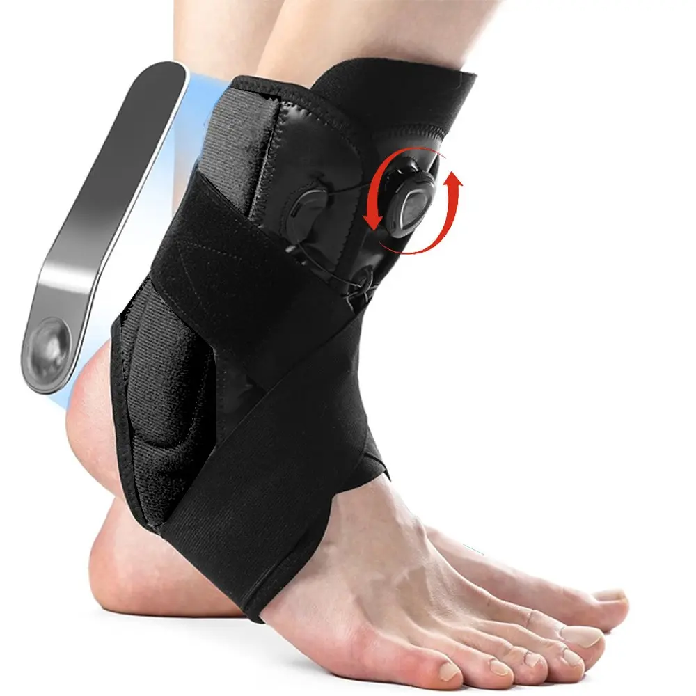 Adjustable Knob Ankle Support Brace, Foot Brace, Unisex Sporty Design with Aluminum Plate, Ankle Protective Compression, Ideal for Running, Basketball, Volleyball