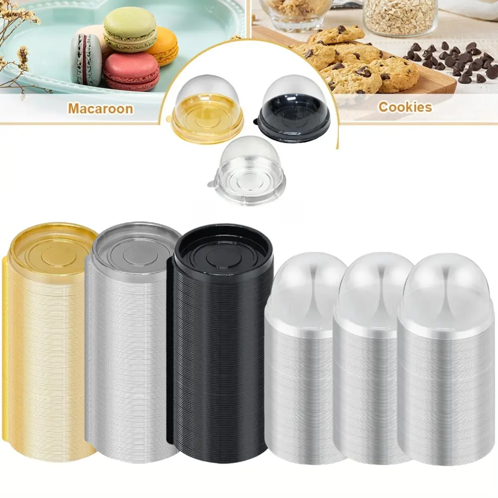 1Set Mini Dessert Containers,Clear Plastic Mini Cake Boxes with Dome Lids, Cupcake, Cheesecake, Cookie Containers