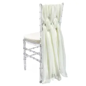 5 Pack 6 Ft Chiffon Chiavari Chair Sashes Ivory