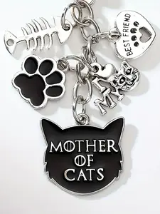 "Mother of Cats" Enamel Bag Charm Pendants – Cute Cat-Themed Keychain & Bag Pendant, Pet Lover Bag Decoration & Bag Chain Charms, Accessories for Bags for Backpack Purse, Ideal for Cat Moms & Animal Enthusiasts