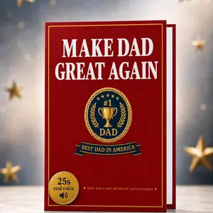 Funny Presidential Talking Father’s Day Card for Dad, Make Dad Great Again 25s Voice Message Card with Sound, Red Best Dad Greeting Card Gift for Dad Husband Grandpa from Son Daughter Wife