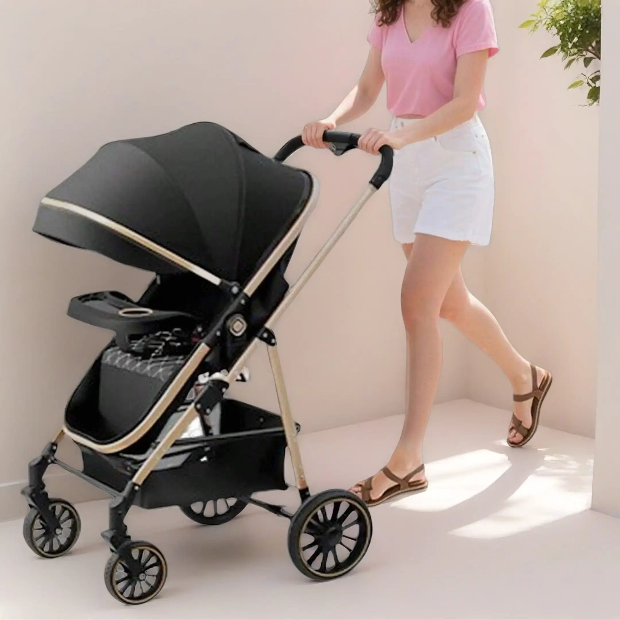 Baby Stroller - Quick-Folding, Lightweight Compact Travel Stroller with Adjustable Backrest, Durable Fabric, Easy Transport Design, Adjustable Seat, Space Saving, Lightweight Folding And Bassinet Strollers
