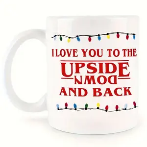 Fun Upside Down Coffee Mug, I Love You Reversed Ceramic Cup, Birthday Gift, Anniversary Present, 11oz/325ML