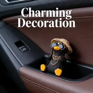 2026 New Social Duck Car Hanging Ornament, Sunglasses Gold Chain Swing Duck Car Pendant, Unique Funny Car Interior Decoration, Rearview Mirror Hanging Trendy Car Accessory
