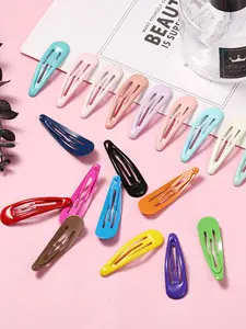 Random Color Mini Flat Hair Clips, Cute Colorful Hair Clips, Simple Style Plain Color Hair Accessories for Women & Girls