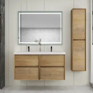 SLIM 48" Modern Floating Vanity with Reinforced Acrylic Top - Cabinet Assembled (Double Sink)