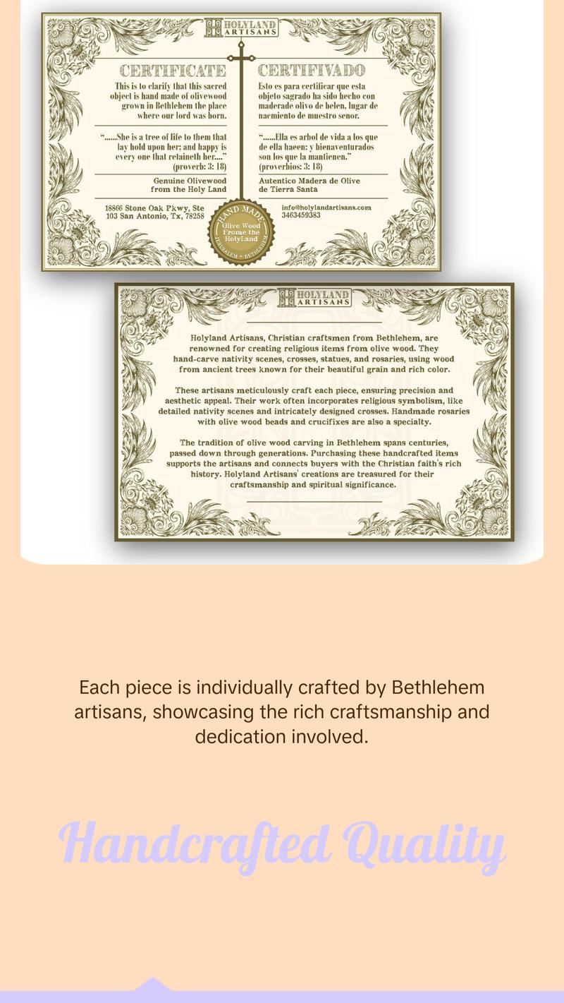 Olive Wood Nativity Scene Grotto and Church Decor Religious Handcrafted by Bethlehem Artisans 13x11CM Ornaments Wooden