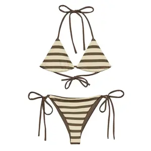 Crème de Cappuccino Striped Bikini