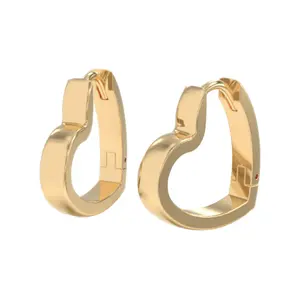 Gold Heart Hoop Earrings - 18K Gold Huggie Earrings for Women, Authentic 925 Sterling Silver 18K Gold Plated Heart Hoop Earrings - Hoop Earrings for Women Hypoallergenic Birthday Gifts for Women Mom