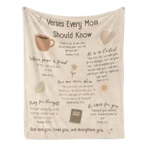 Bible Verses Every Mom Should Know Christian Mom Gift Soft Cozy Flannel Blanket - Inspirational Scripture Religious Plush Throw, Warm Fuzzy Bedroom Sofa Blanket, Perfect Mother's Day Birthday Gift for Christian Women Mom Grandma Home Decor
