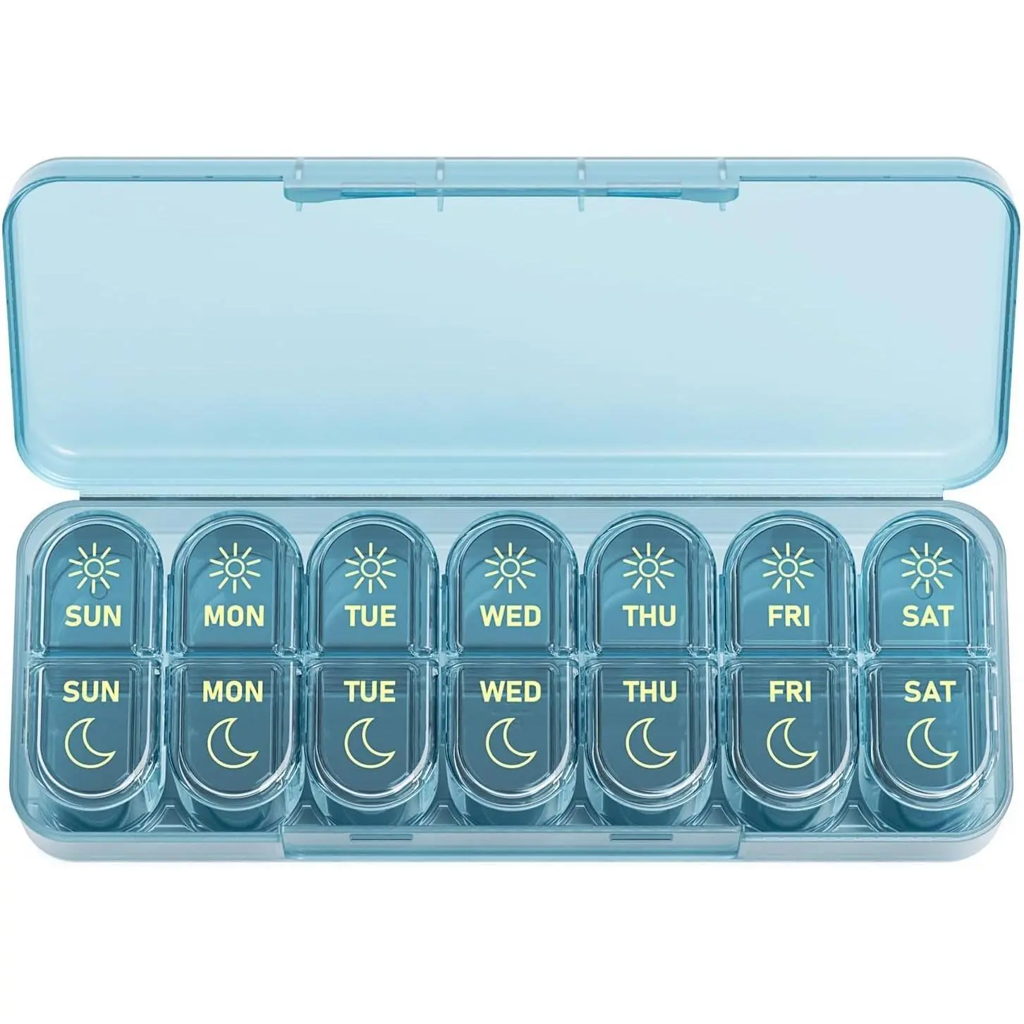 7-Day AM-PM 2-Times-a-Day Pocket Pill Organizer - Travel Size Vitamin Dispenser, Compact Reusable Organization Tool, Pill Pack Storage Boxes for Fish Oils, Ideal for Home & Travel
