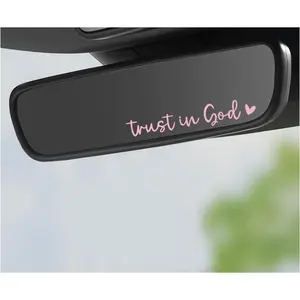 2 count Trust in God  Rearview Mirror Decal, Auto Mirror Vinyl Decal Self Affirmation Reminder Sticker, Trust in God Christian Decor for Window Bumper Laptop Water Bottle ()