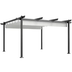 Upf30 sun shielding retractable roof outdoor pergola with magnetic fixing design suitable for deck barbecue gathering patio family entertainment activities