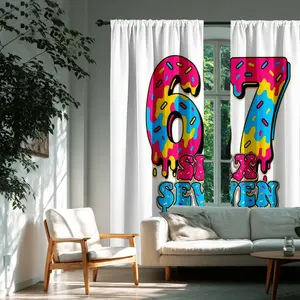 2pcs Donut Number 67 Candy Heart Curtains, High Light Blocking Durable Decorative Fabric Drapes for Bedroom Living Room