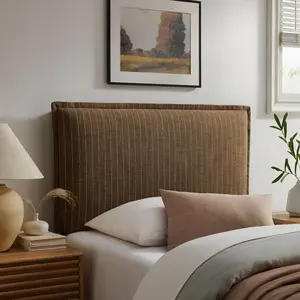 Camille Striped Linen Blend Twin Size Headboard in Earth Stripe