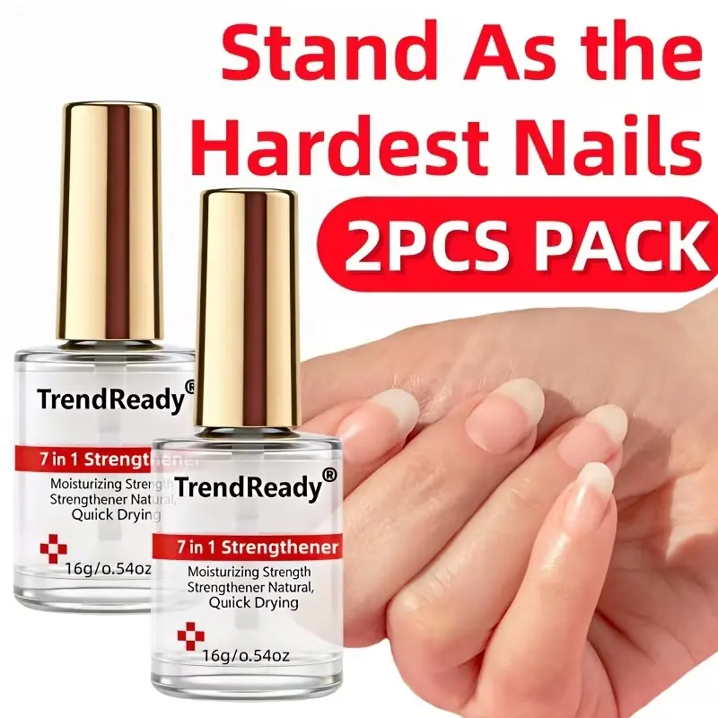 2pcs 0.54oz Nail Hardener For Weak Nails | 4-in-1 Natural Clear Nail Polish & Nail Hardener To Improve Damaged Nails & Moisturizer For Damaged Nails With Vitamin E | Quick Dry Nail Polish Nail Top Coat For Hands & Toenails | Nail Oil, Nail Care