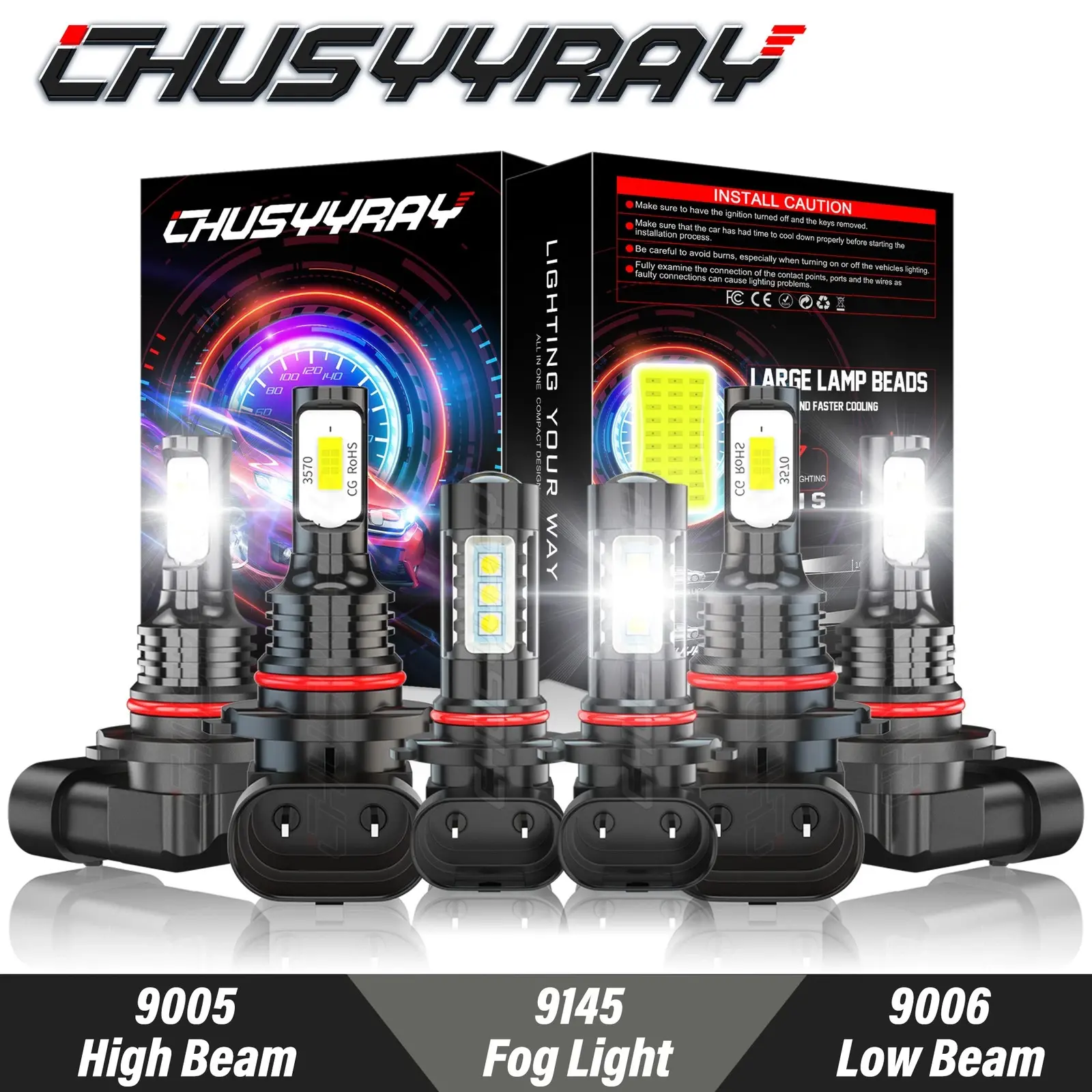 6pcs Luminous Stable Eco-Friendly LED Headlight Kit - Hi/Lo Beam, Fog Light, DRL for 2003-2006 Chevy Silverado 1500/2500/3500 HD, Automotive & Motorcycle Car Lights Accessories, 2pcs LED Inclusive