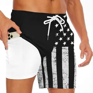 Mens Swim Trunks with Compression Liner Stretch Beach Shorts Quick Dry with Pockets Board Shorts