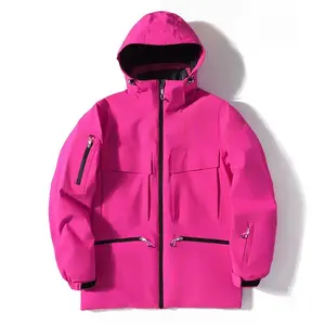 New Ski Suit Men's Winter Thicken Thermal Hooded Jacket TY403 Long Sleeve Polyester Fiber Rose Red Ice & Snow Sports