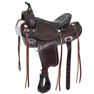 HILASON Western Draft Horse Trail Pleasure American Leather Saddle | for Horses