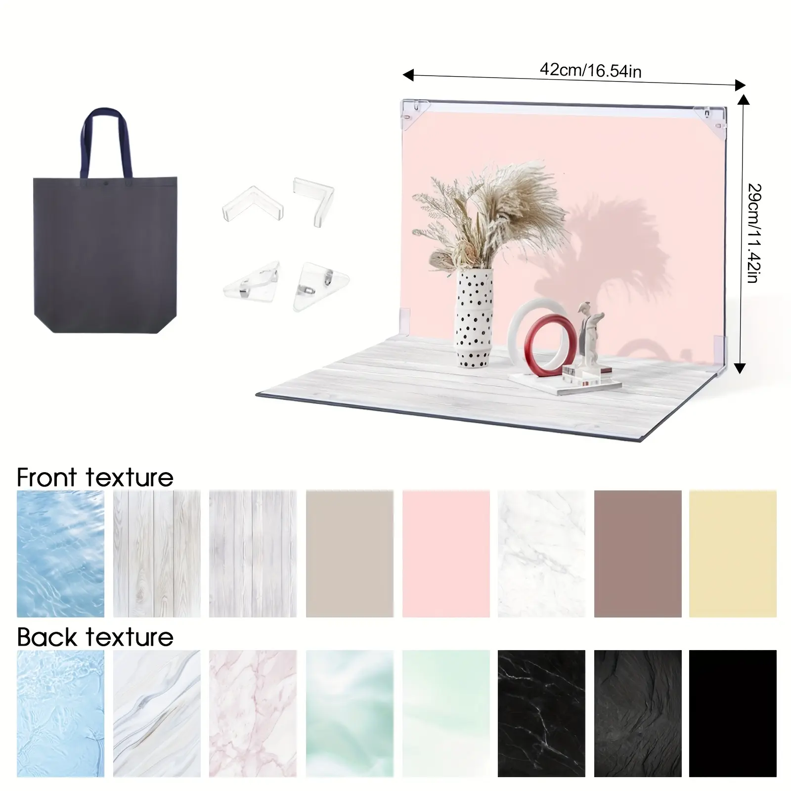 Photography Background Set 9 Pieces, 18 Patterns Desktop Food Backdrop Kit, Jewelry Flat Props Small Size 16x11.5 Inches, Includes Storage Bag, Photoshoot Accessories, Camera Accessories, Photography Supplies