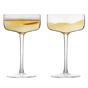 Anton Studio Designs Wave Gold Champagne Saucers, Set of 2