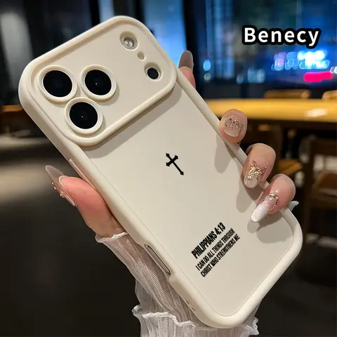 Faith Strength Pattern TPU Phone Case for 17 Pro Max 16 15 14 Plus 13 12  11 XR X XS Air E Shockproof Drop Protection Rugged Durable Silicone Cover Cellphone Protective Casing