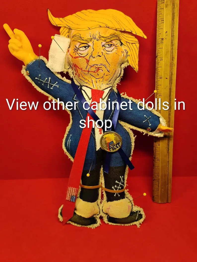 BIGLY 47 Donald Trump Voodoo Doll with pins.Handmade Political Satire
