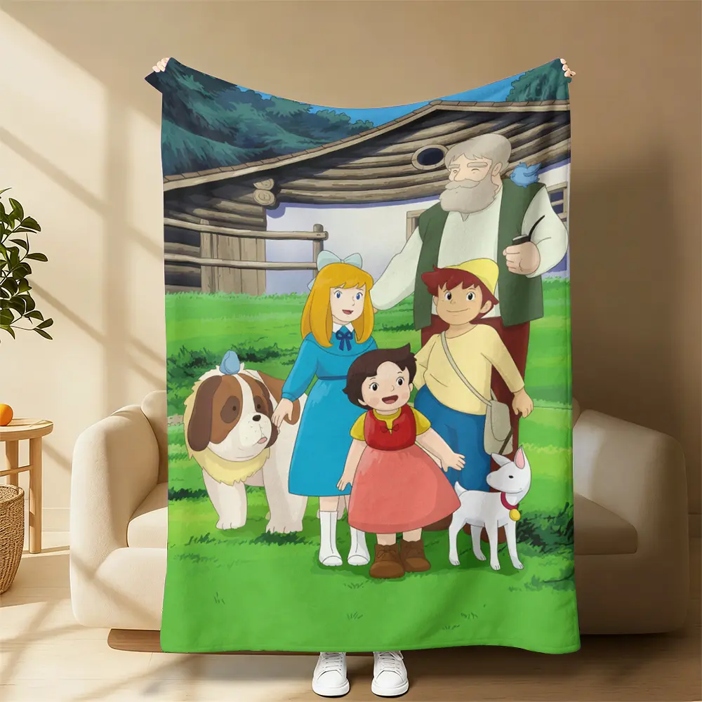 Heidi of the Alps Classic Flannel Blanket - Retro Anime-Style Throw, Ultra-Soft Cozy Plush, Ideal Gift for 80s/90s Anime Lovers on Birthdays, Christmas (Includes Flannel, Illustrated Character, Graphic Character Blankets), Flannel Blankets