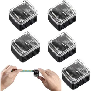 5 Pack Make Up Pencil Sharpener, Plastic Lip Liner Pencil Sharpener Sharpener Small Eyeliner Sharpener Manual Cosmetic Pencil Sharpener for Eyeliner Lip Liner Pencils (Black)