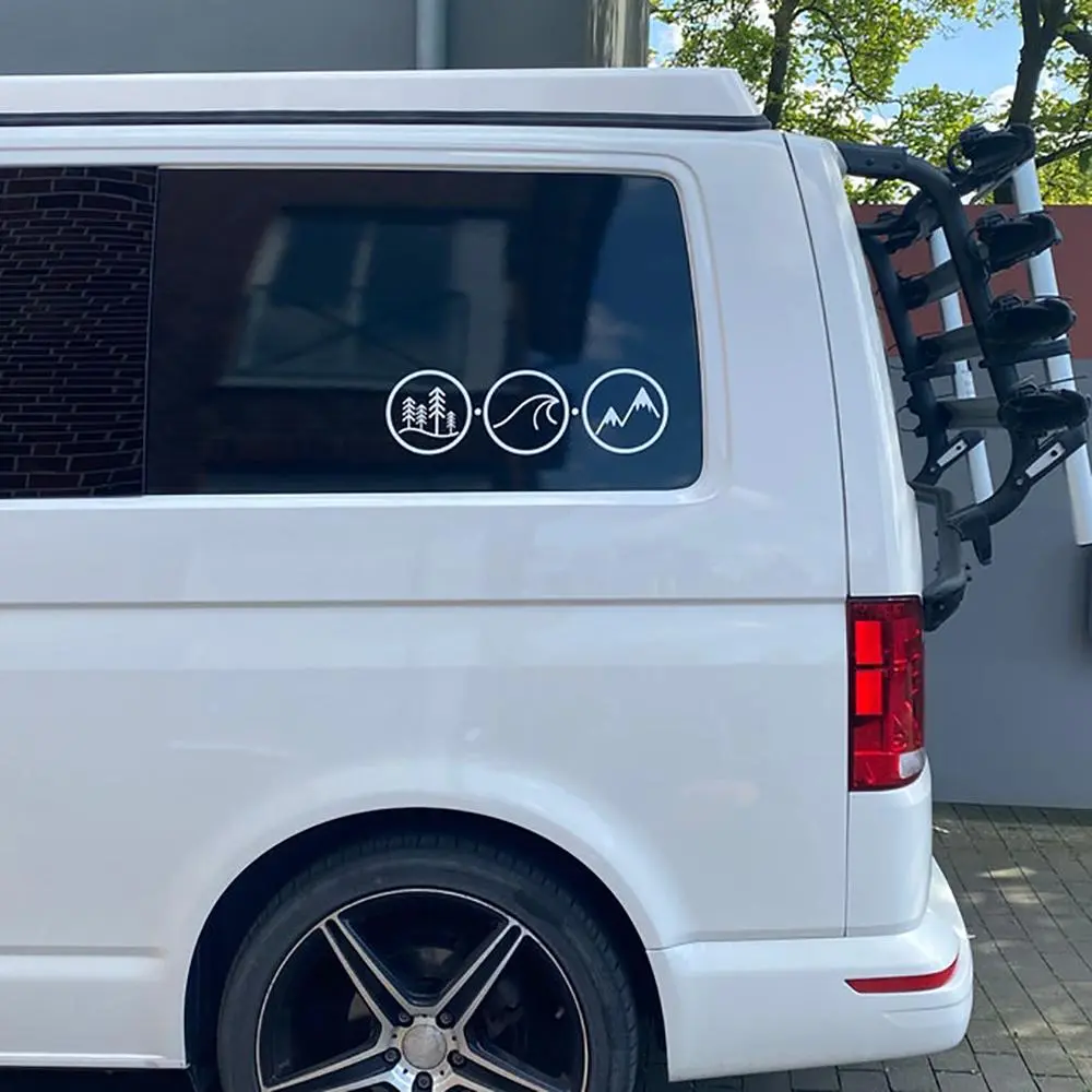 Car Styling Forest  Wave & Mountains in a Circle Stickers And Decals Vanlife Van Camper Decor Vinyl Accessories
