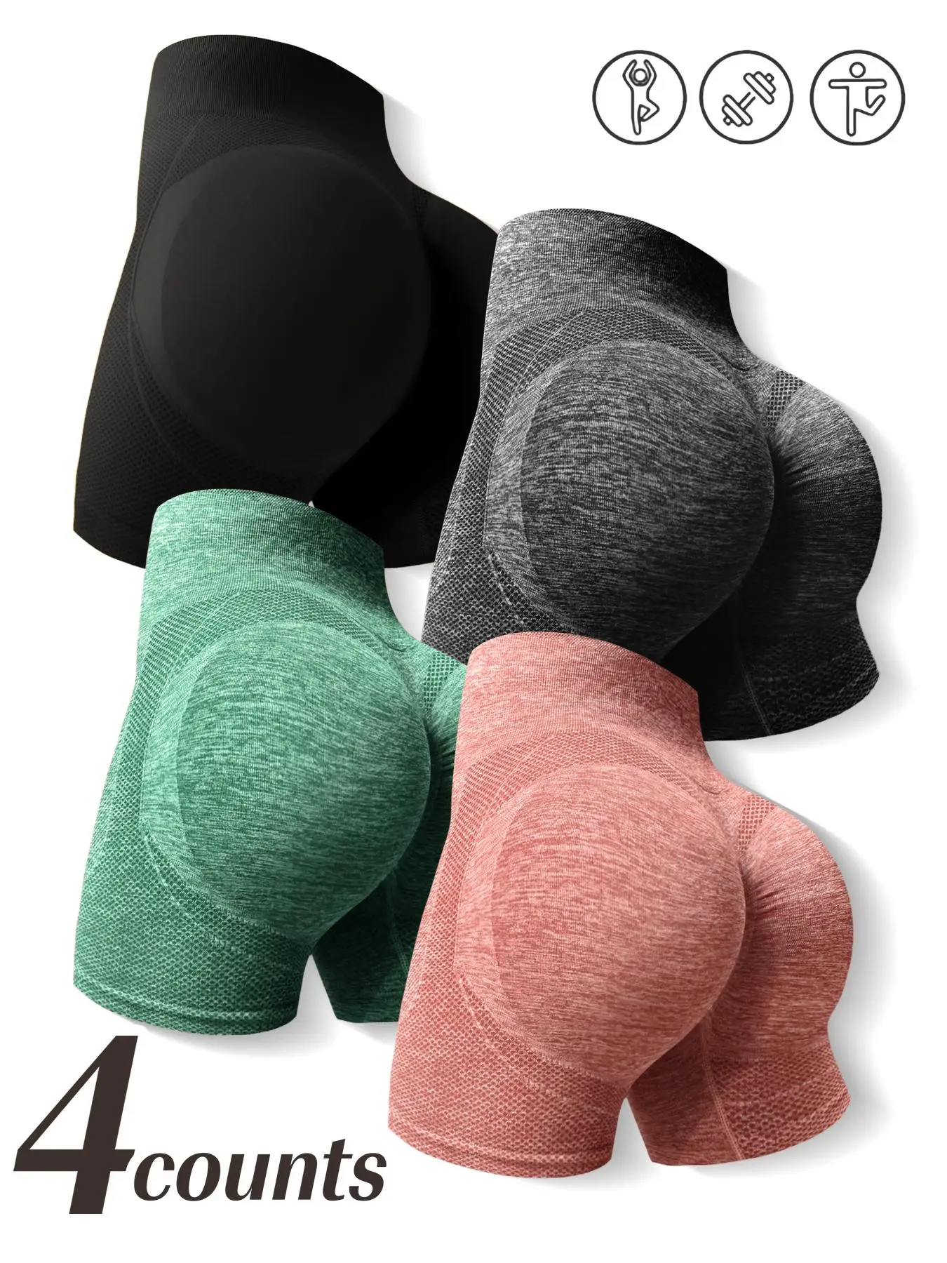 Women's High Waist Sports Gym Shorts, Quick Drying High Stretch Seamless Yoga Short Leggings, Ladies Sportswear Clothing for Indoor Outdoor Wear