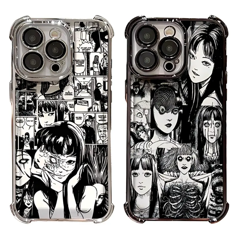 Junji Ito Hot Comics Tomie Phone Cases for IPhone 17 16 15 14 13 12 11 Promax Pro Air Plus Black Silver Transparent TPU Shockproof Dustproof Protective Cover Shells Gift For Birthday Christmas Valentine Halloween