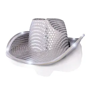 Blinkee 3996000 Light Up LED Flashing Cowboy Hat with White Sequins - Western-Themed Glow LED Flashing Light Hat, Flashing Light Hats, Glow Led Hats