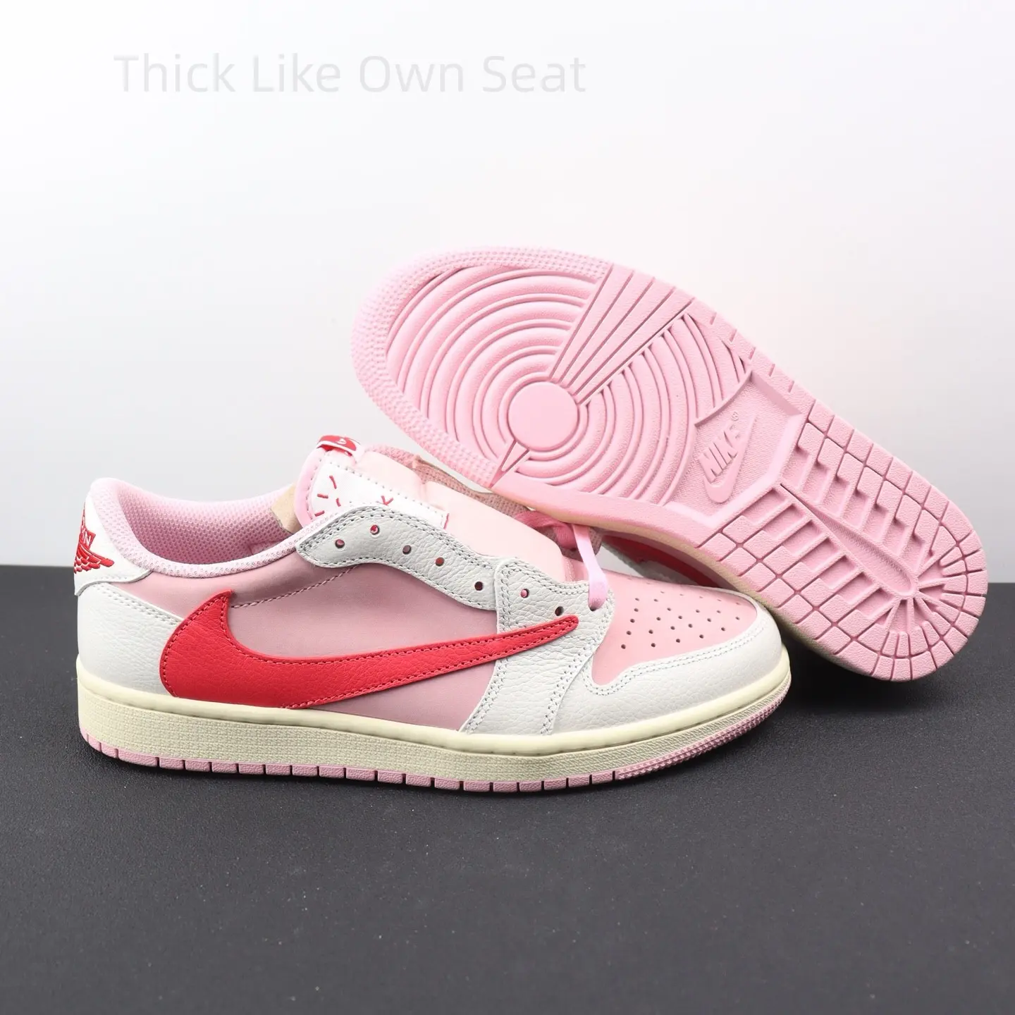 Pastel Pink White Color Block Leather Retro Low Sneakers Bold Red Reverse Detail Couple Street Kicks