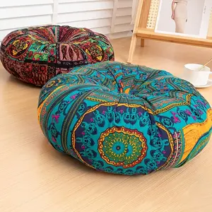 Boho Style Round Floor Mat, 1 Count Non-slip Thick Round Floor Cushion, Decorative Cushion for Home Living Room Bedroom Yoga Office