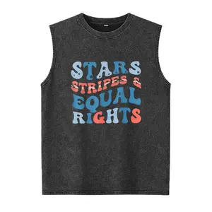 Stars Stripes And Human Rights Washed Vestt, 4th Of July Washed Vest Liberal Feminist American Washed Vest, Patriotic